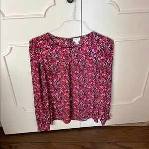 J. Crew Women's Pink and Red Floral Blouse